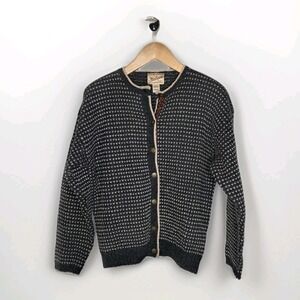 Vintage Woolrich Button Front Wool Cardigan Sweater Nordic  Fair Isle  Sz Med